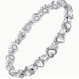 Clear Heart Shaped Lymphatic Magnetherapy 3500 Gauss Magnet Adjustable Bracelet